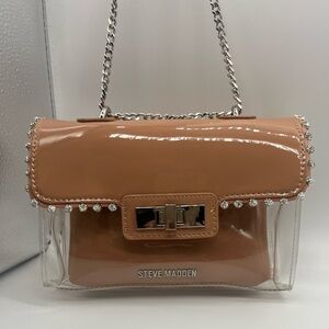 Steven Madden Nude & Clear Patent Crossbody Bag